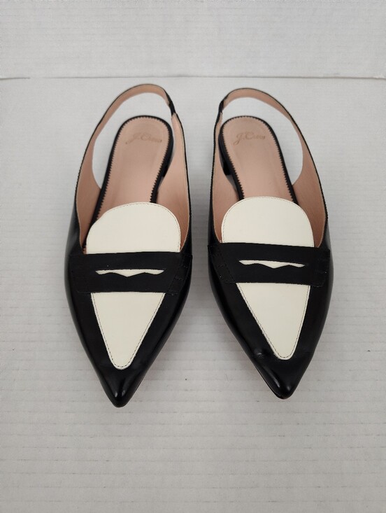 J. Crew Shoes - J Crew Black White Patent Leather Slingback Ballet Flats 8.5 Penny Loafer Shoes